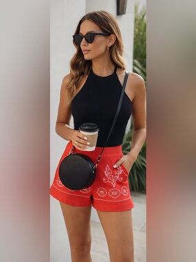 CORAL BOHO SHORTS